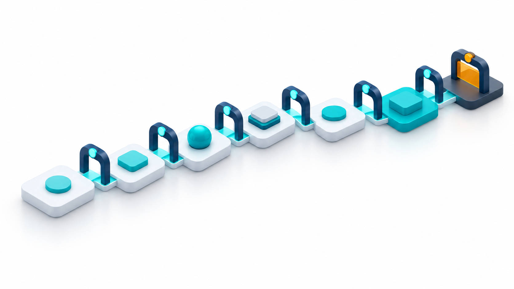 AI agent lifecycle management shown as an agent moving through seven stages with a gate at each stage