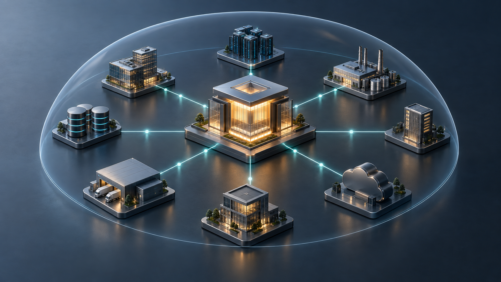 AI governance framework shown as a central governance hub connected to enterprise AI systems inside one controlled boundary